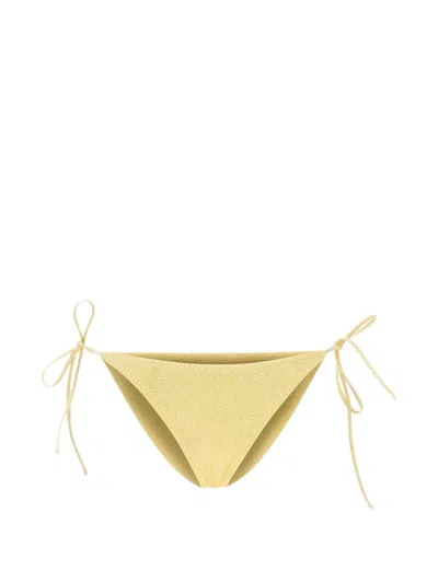 Mc2 Saint Barth Virgo Crinkle-fabric Bikini Bottoms In Yellow