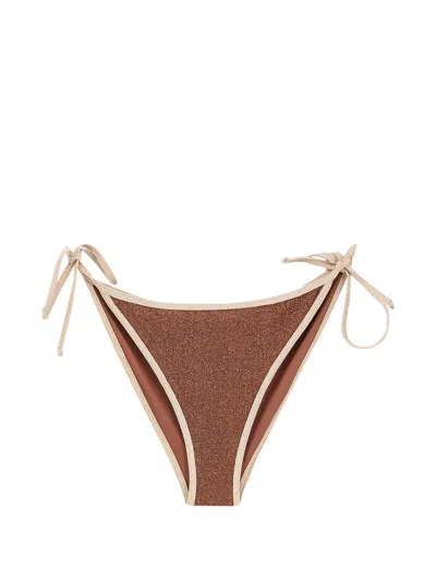 Mc2 Saint Barth Virgo Glitter-effect Side-tie Bikini Bottoms In Brown