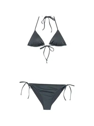 Mc2 Saint Barth Virgo Plate Logo-plaque Triangle Bikini In Gray