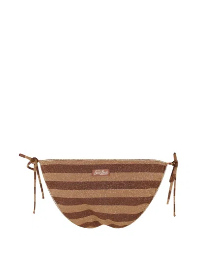 Mc2 Saint Barth Virgo Striped Bikini Bottoms In Brown