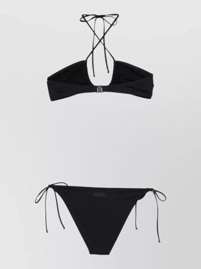 Mc2 Saint Barth Virgo Two Piece Halter String Bikini In Black
