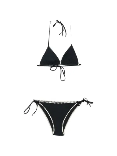 Mc2 Saint Barth Virgo Ws Crochet-trim Triangle Bikini In Black