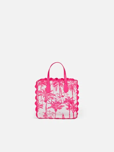 Mc2 Saint Barth Handbag With Front Embroidery And Pink Toile De Jouy