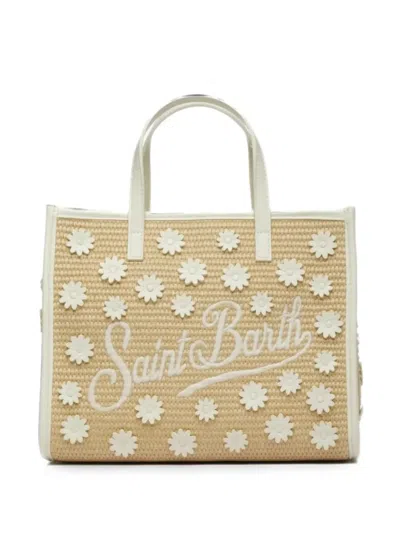 Mc2 Saint Barth Vivian Floral-appliqué Shoulder Bag In Neutral