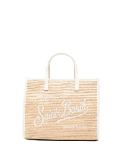 Mc2 Saint Barth Kids' Vivian Logo-embroidered Tote Bag In Neutral