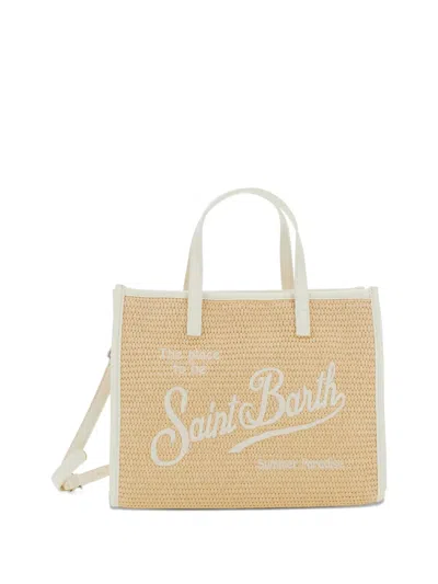 Mc2 Saint Barth Vivian Logo-embroidered Woven Tote Bag In Animal Print