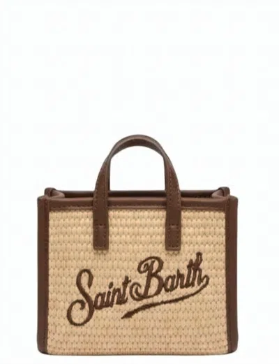 Mc2 Saint Barth Vivian Micro Straw Beige Bag In Brown