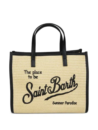 Mc2 Saint Barth Vivian Mid Straw Embroidered Tote Bag In Multi