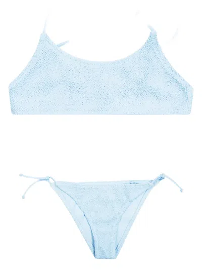 Mc2 Saint Barth Kids' Vivy Crinkled-effect Swimsuit In Blue