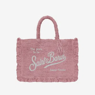 Mc2 Saint Barth Volant Raffia Bag In Pink