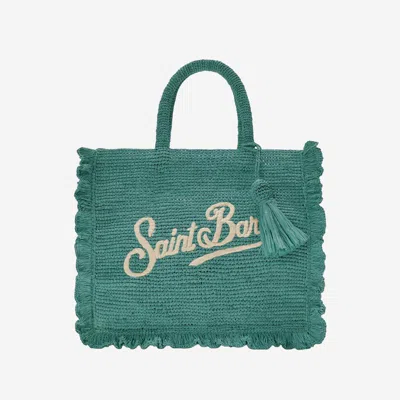 Mc2 Saint Barth Volant Raffia Bag In Green