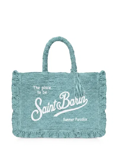 Mc2 Saint Barth Volant Raffia Tote Bag In Blue