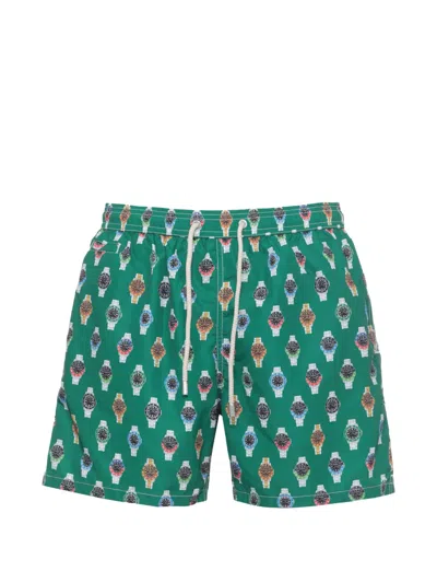 Mc2 Saint Barth Watch-print Drawstring Swim Shorts In Multi