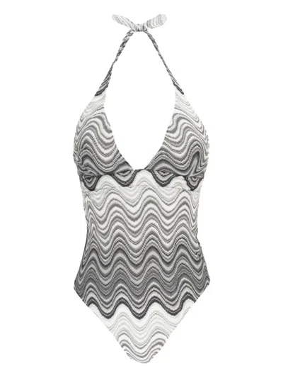 Mc2 Saint Barth Wave-pattern Swimsuit In Blue