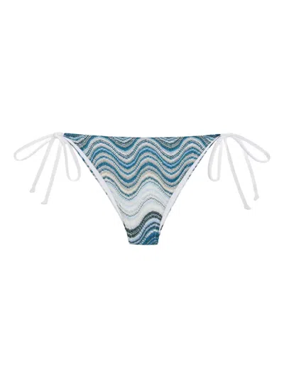Mc2 Saint Barth Wave-print Bikini Bottom In Blue