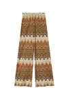 Mc2 Saint Barth Fluid Wide-leg Trousers With Striking Wave Pattern In Multi