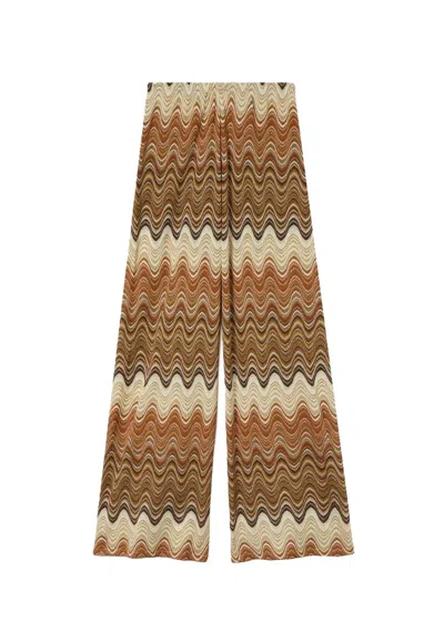 Mc2 Saint Barth Fluid Wide-leg Trousers With Striking Wave Pattern In Multi