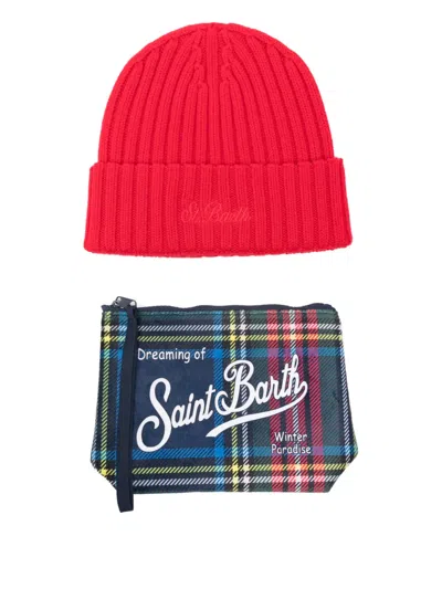 Mc2 Saint Barth Wengen Beanie Hat Set In Red
