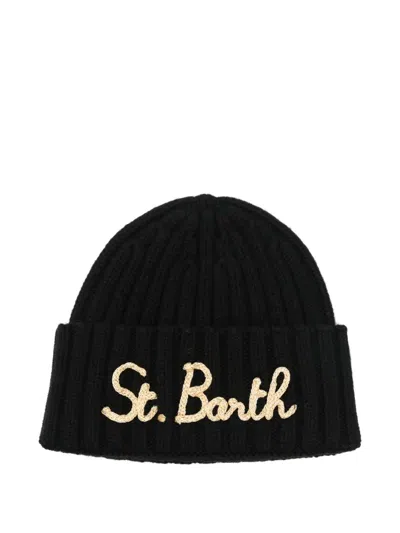 Mc2 Saint Barth Kids' Wengen Embroidered Beanie Hat In Black