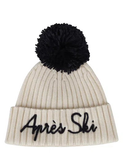 Mc2 Saint Barth Pompom Lettering Beanie Hat In Neutral