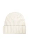 Mc2 Saint Barth Off-white Ribbed Wool Wengen Beanie In White