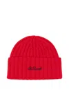 Mc2 Saint Barth Wengen Jr Ribbed Beanie Hat In Red
