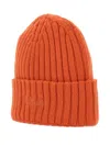 Mc2 Saint Barth Wengen Ribbed Beanie Hat In Orange