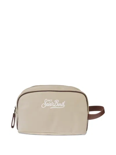 Mc2 Saint Barth Westwood Logo-embroidered Wash Bag In Neutral
