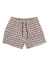 Mc2 Saint Barth Man Lightweight Fabric Swim-shorts Lighting Micro Fantasy With Whisky And Cigars Print In Neutral
