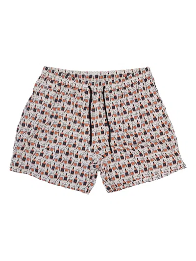 Mc2 Saint Barth Whisky Cigar Print Swim Shorts In Neutral
