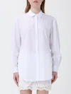 Mc2 Saint Barth White Seersucker Shirt With Embroidered Detail