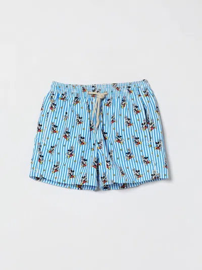 Mc2 Saint Barth Kids'  Printed Polyester Swim Trunks In Blue