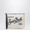 Mc2 Saint Barth White And Blue Velvet Clutch With Logo In White