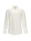 Mc2 Saint Barth Naxos Linen Shirt With Mandarin Collar In White