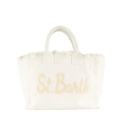 Mc2 Saint Barth White Canvas Shoulder Bag With St.barth Patch.