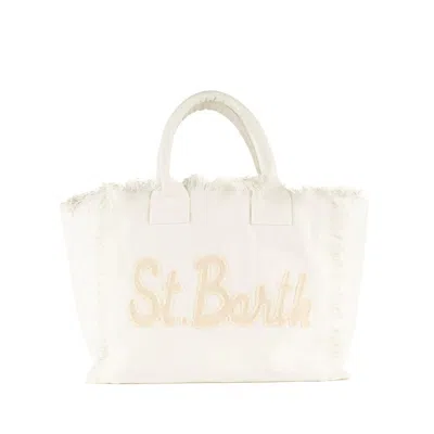 Mc2 Saint Barth White Canvas Shoulder Bag With St.barth Patch.