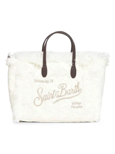 Mc2 Saint Barth White Colette Wool Braid Handbag