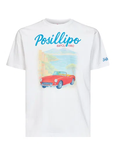 Mc2 Saint Barth White Cotton Napoli Posillipo-print Denver T-shirt