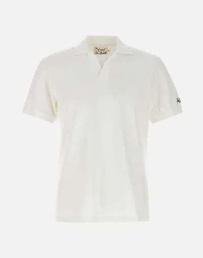 Mc2 Saint Barth White Cotton Piquet Charles Polo