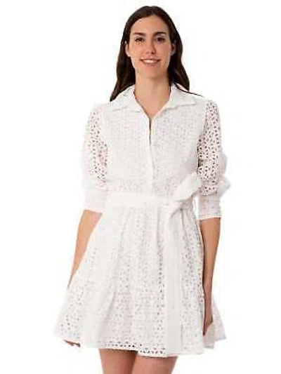 Pre-owned Mc2 Saint Barth White Cotton Short Dress Daisy With Embroideries