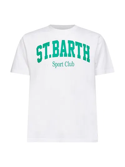 Mc2 Saint Barth White Cotton Sport Club-print Denver T-shirt In Neutral