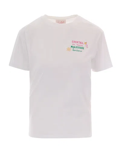 Mc2 Saint Barth White Graphic Crew Neck T-shirt