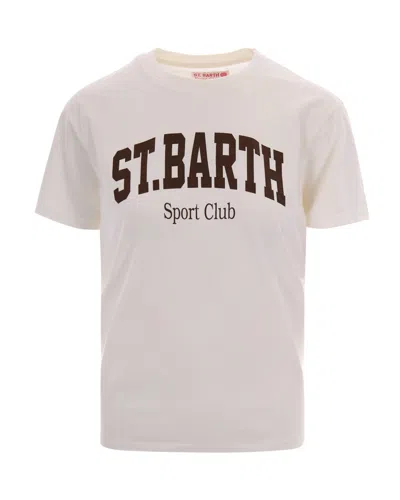 Mc2 Saint Barth White Graphic Crew Neck T-shirt