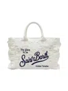 Mc2 Saint Barth White Intricately Embroidered Rectangular Tote Bag In White