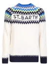 Mc2 Saint Barth White Jacquard Sweater With Fair Isle Pattern In White