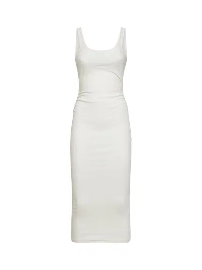 Mc2 Saint Barth White Ribbed Jersey Jennifer Midi Tank Dress