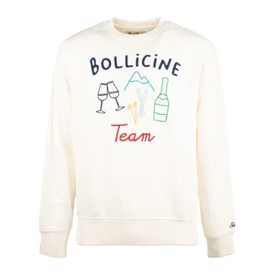 Mc2 Saint Barth White Soho Sweatshirt With Team Bubble Embroidery In Neutral