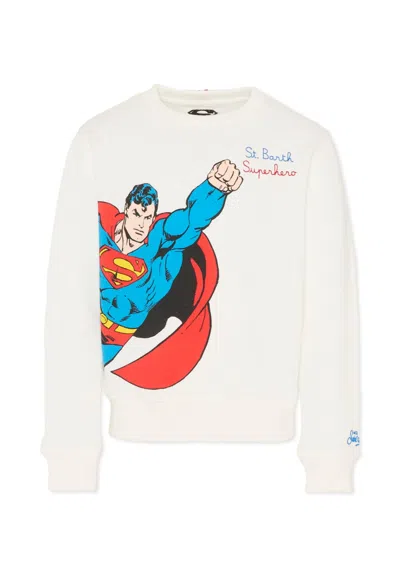 MC2 SAINT BARTH WHITE SWEATSHIRT FOR BOY WITH SUPERMAN