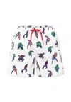 Mc2 Saint Barth Boys Superheroes Mix Swim Shorts In White