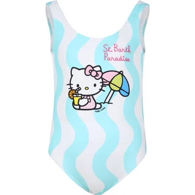Mc2 Saint Barth Kids' White Swimsuit For Girl With Hello Kitty Print